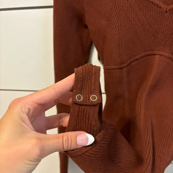 Abercrombie Corset Sweetheart Sweater Bodysuit Brown - Image 4