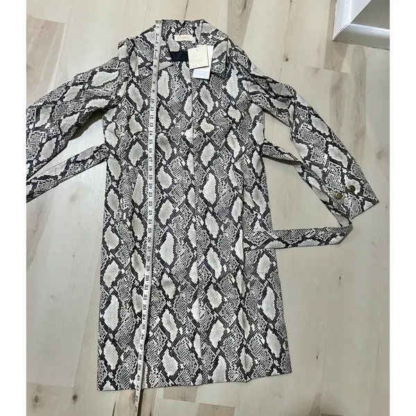 Choosy NWT Women Small Faux Snakeskin Leather Trench Coat Duster Jacket Chic - Image 12