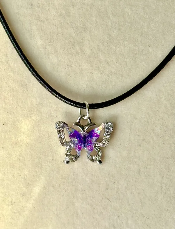 Purple Butterfly Necklace - Image 2