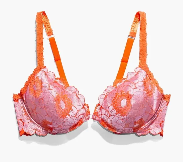 Savage X Fenty Bra Womens XS Perfect Poppies Unlined Lace Demi Racerback pink - Image 9