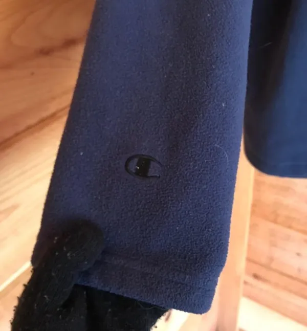 Champion NAVY BLUE FLEECE DRAWSTRING HOODIE PULLOVER SWEATSHIRT - Image 5