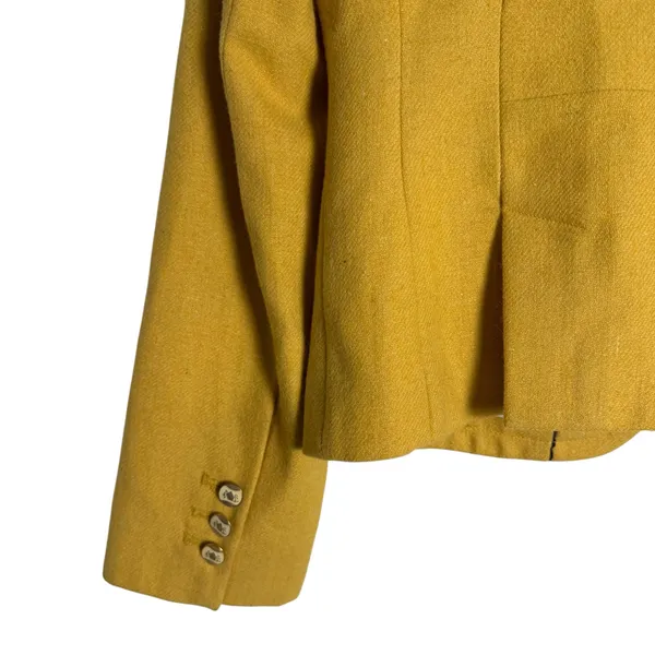 Ann Taylor LOFT Yellow Double Breasted Contrast Trim Wool Blazer Jacket Size 4 - Image 10