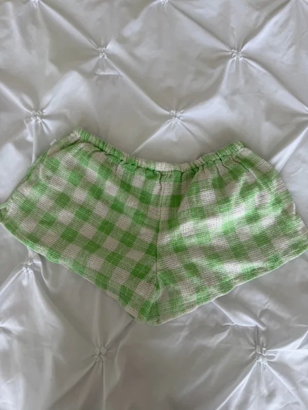 Urban Outfitters Green and White Gingham Lounge Shorts - Image 3