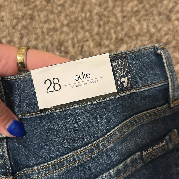 NWT 7 For All Mankind Edie Jeans Blue Size 28 - Image 3