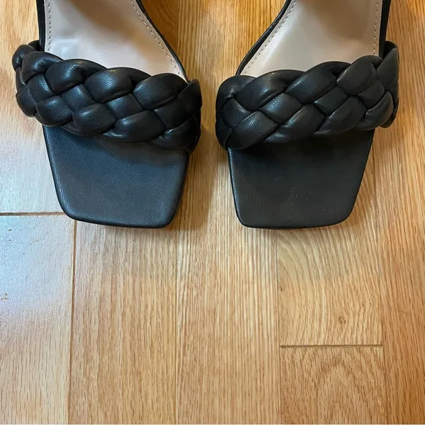 Braided Block Heel Sandals, Black, Size 6.5, NWOT - Image 3