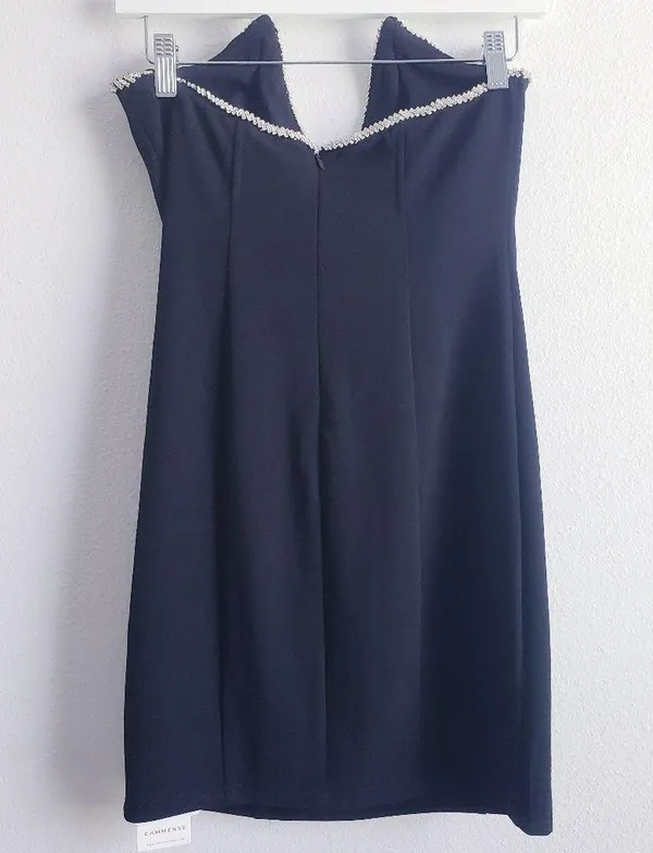 Anthropologie NWT /Minimalist Lovers Commense Rhinestone Trim Mini Dress - Image 5