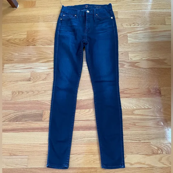 7 For All Mankind Dark Blue high waist Skinny Jeans - Image 2