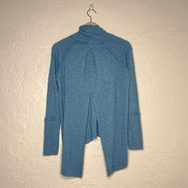 We The Free Split Back Cowl Neck Turtleneck Top Teal Blue OB536118 XS - Image 2