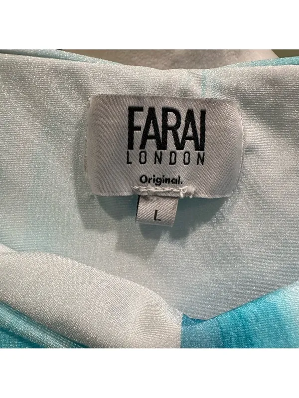 Farai London Blue Ombre Ruched Mesh Maxi Skirt Size Large - Image 9