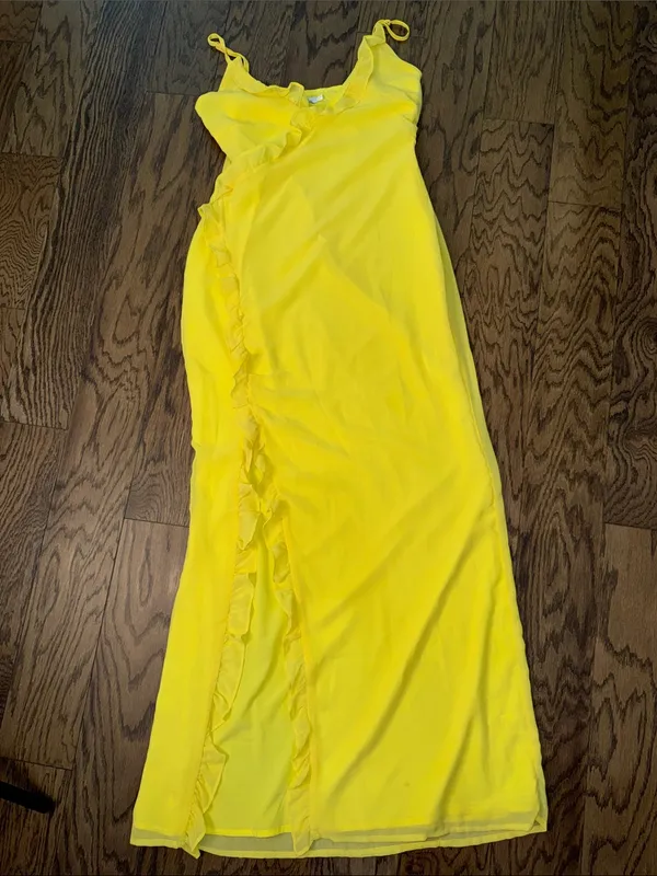 Beginning Boutique Bright Yellow Ruffle-Trim Maxi Dress + - Image 4
