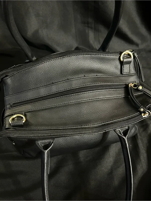 Rosetti Black & Gold Pebbled Faux Leather Satchel Handbag - Image 13