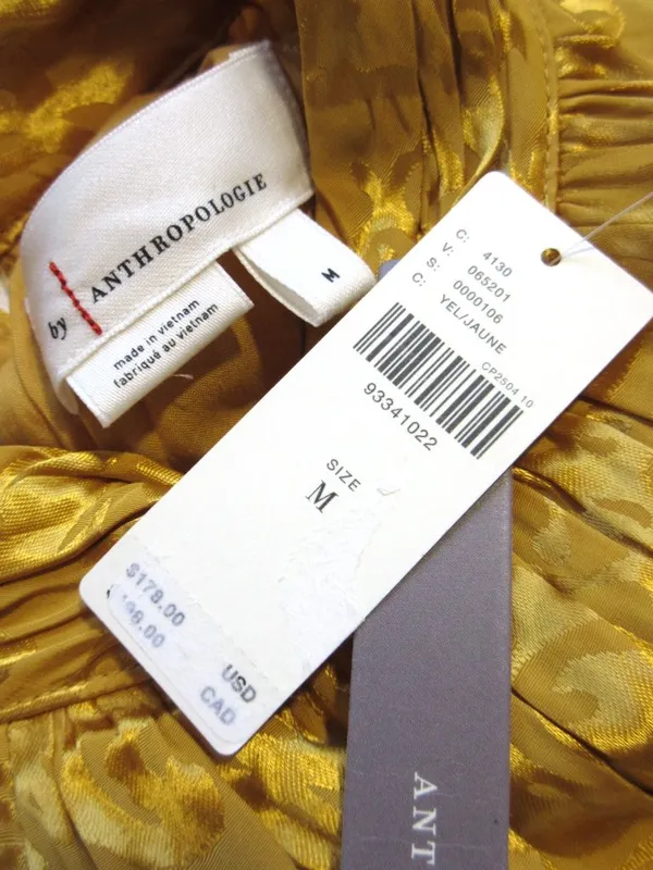 NWT by Anthropologie The Somerset Maxi in Yellow Satin Mock-Neck Edition Dress M - Image 7
