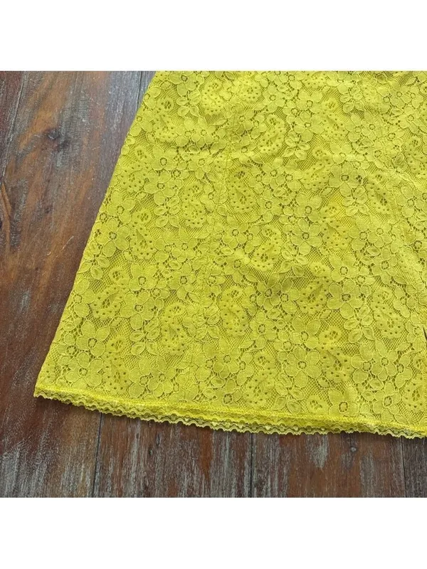 Urban Outfitters Layla Lace Mini Dress Yellow Floral Medium - Image 3