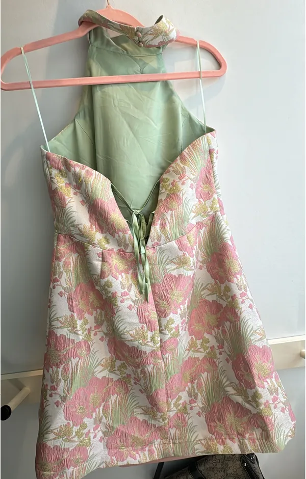 Women’s High Neck Jacquard Floral Dress Shop the Chic Brand - Image 2