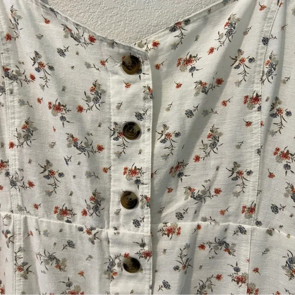American Eagle Outfitters Ditsy Floral Cotton Linen Button Front Dress‎ Size L - Image 4