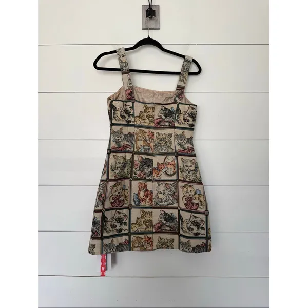 Cider Women’s Small Patchwork Cat Dress Mini Crazy Cat Lady New - Image 4