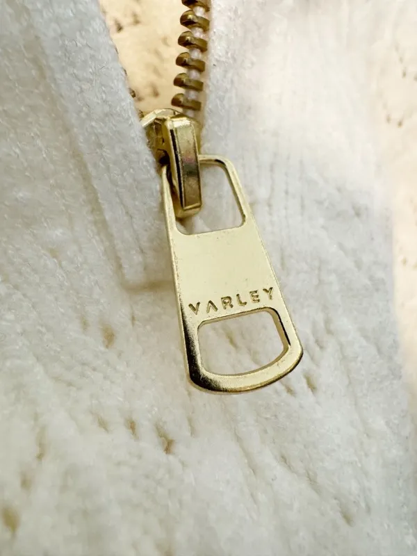 Varley Arney Half Zip Knit Polo Sweater Size Medium Pointelle Top - Image 6