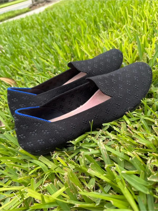 Rothy's Shimmer Round Toe Flats Black Slip On Size 8 - Image 4