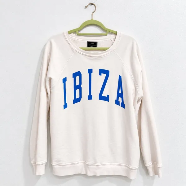 Retrobrand Ibiza Cream Blue Graphic Sweatshirt Sz S - Image 2