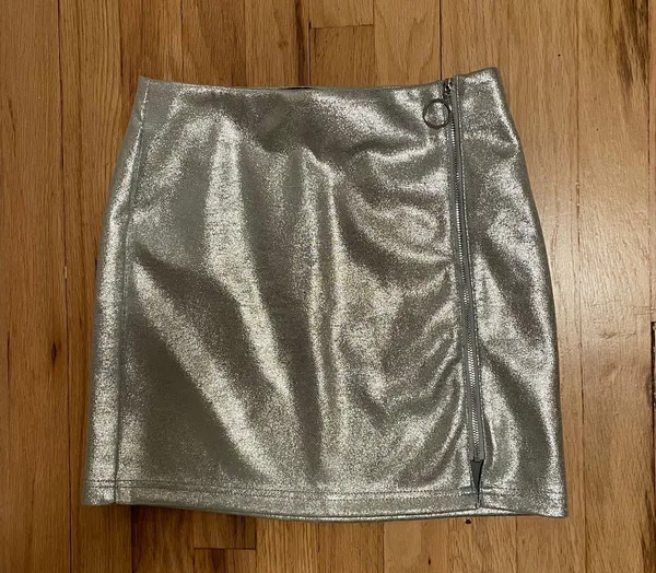 NWT Metallic Mini Skirt Silver - Image 2
