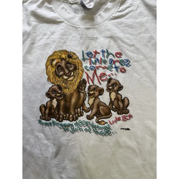 Vintage 90's Religous T‎ Let Tge Little Ones Come To Me Bible quote T shirt 90's - Image 6