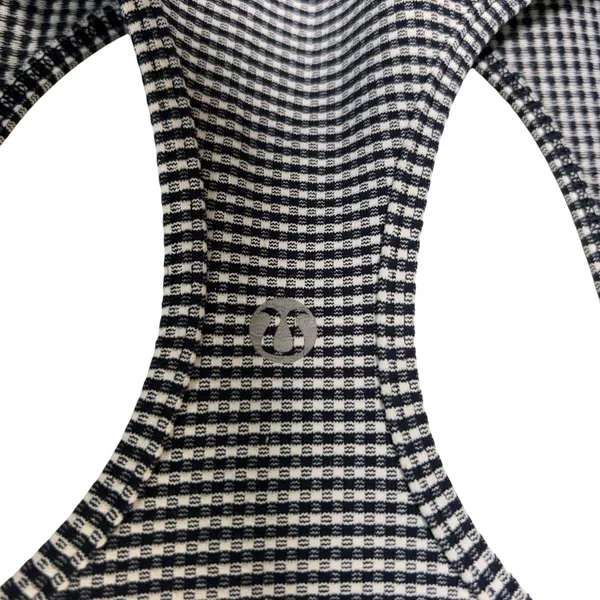Lululemon Navy Blue Gingham Racerback Tank Top Slim Fit Athletic Scoop Neck - Image 3