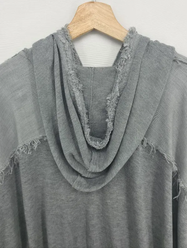 FP Movement by Windy Meadows Washed Gray Frayed Henley Hoodie - Image 12