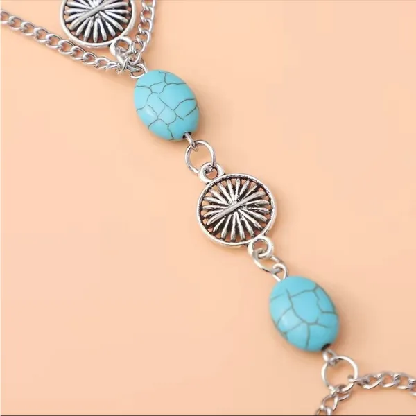 Boho turquoise decor‎ layered anklet One piece Faux fashion jewelry - Image 4
