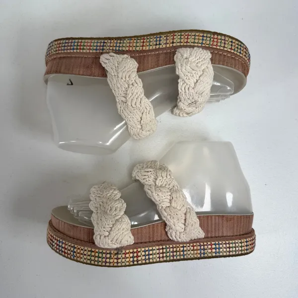 Johnny Was 6 Platform Slide Braided Rope Sandal Woven Trim Boho Festival Preppy - Image 2