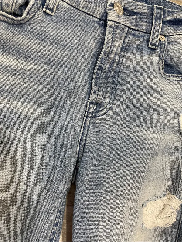 7 For All Mankind Light Blue Distressed The Skinny Jeans - Image 2