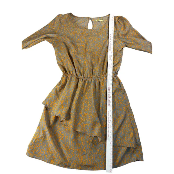 Gianni Bini Animal Print Ruffle Hem Mini Dress Orange Gray Long‎ Sleeve Medium - Image 11