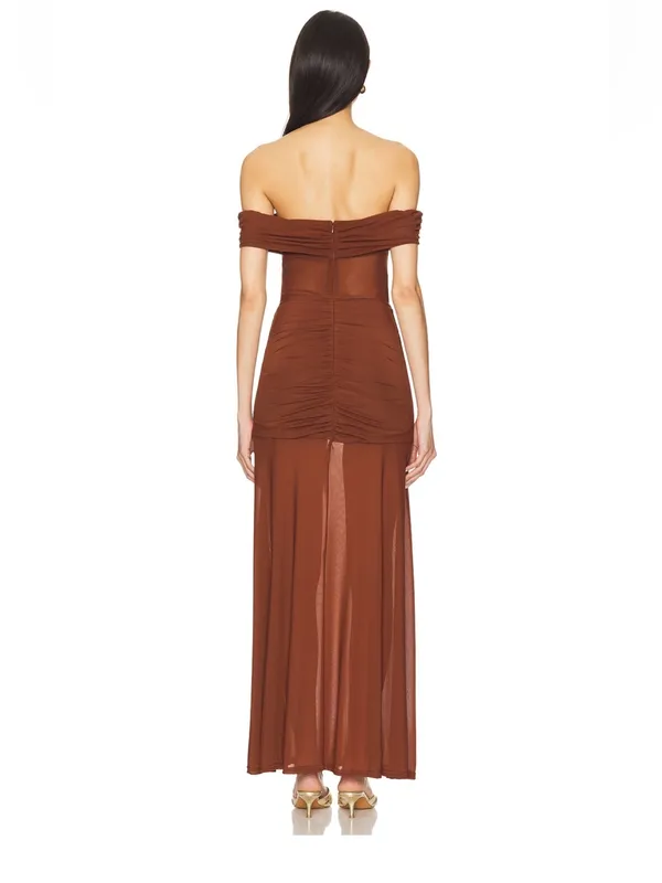 Runaway The Label Meila Maxi Dress in Espresso - Image 5
