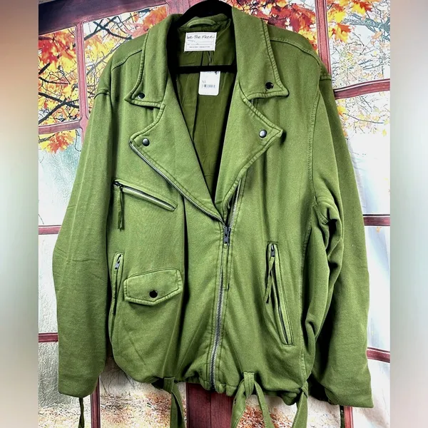 Free People Rebel Knit Oversized Moto Jacket - Green - size XL - Image 7