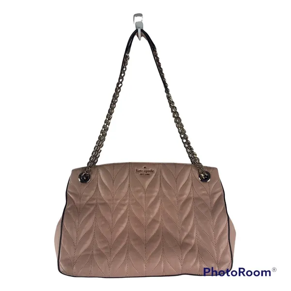 Kate Spade Large Shoulder Bag Briar Lane Quilted Emelyn Pink Leather Gold Chain - Image 3