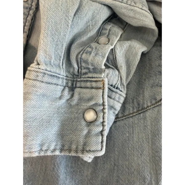 Levi's Western Cotton Blue Denim Button Down Shirt Pearl Buttons Festival - Image 6