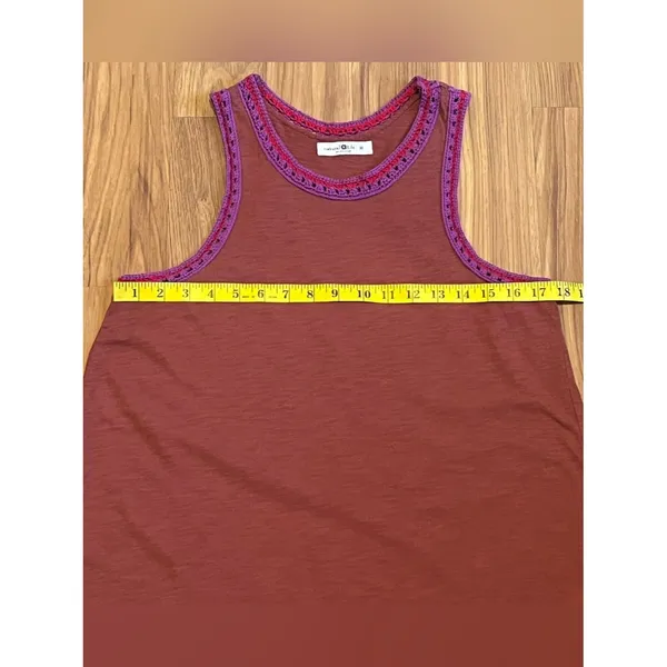 Natural Life Crochet Trim Racerback Boho Dress Rust Orange Size Medium - Image 7