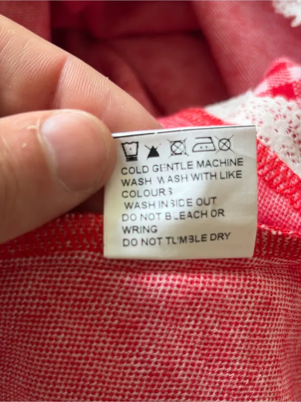 Princess Polly red and white red check gingham boho lace midi skirt size US 10 - Image 12