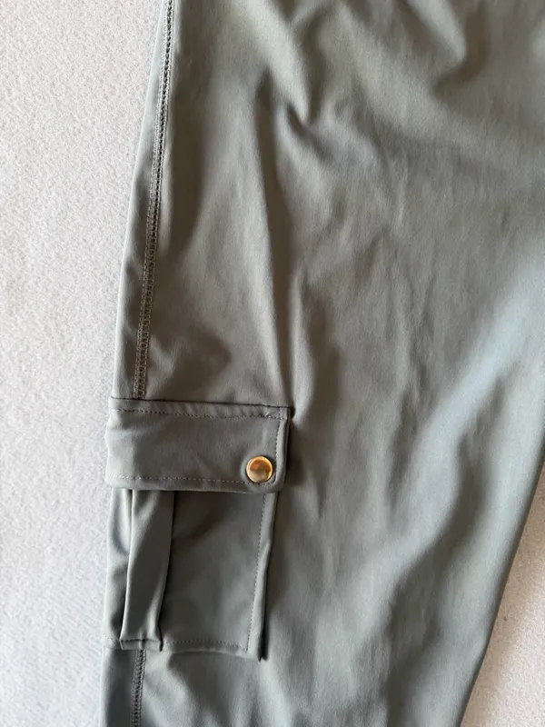 Women's Khaki Green Color Pull On Cargo Style Yoga Pant Size XXL #260855 - Image 2