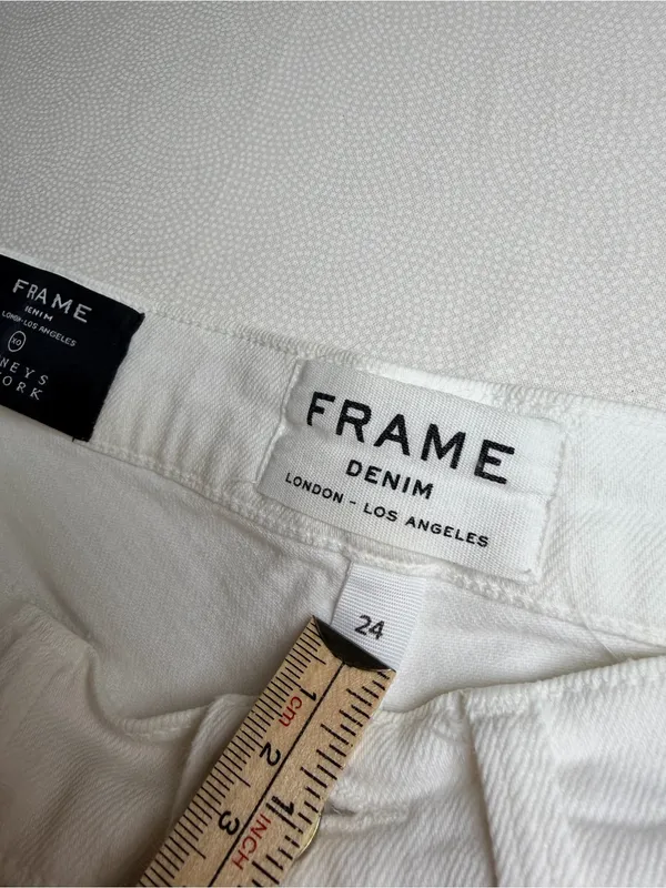 FRAME Denim Women’s 24 White High Rise Wide Leg Flare Jeans Made USA Barneys - Image 5