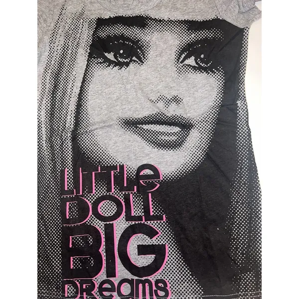 Barbie Mattel Little Doll Big Dreams Tee‎ Shirt Gray Large Juniors Slim NWT - Image 6