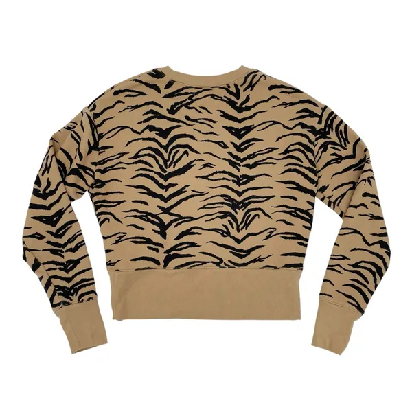 Madewell Crop Sweatshirt Size XS Tiger Stripe AF979 Long Sleeves Cropped Fit - Image 4