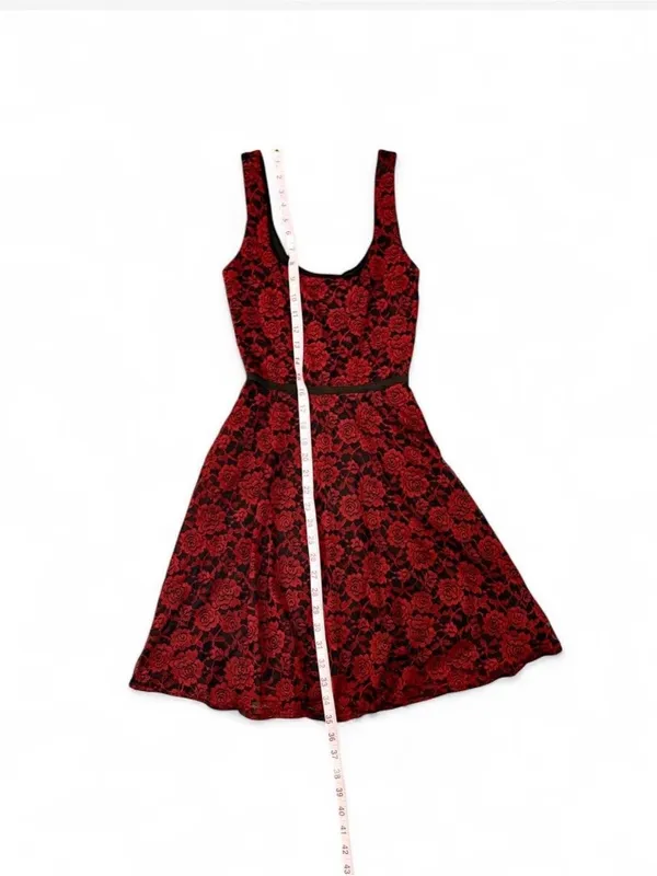 Love Ady Red & Black Damask A-Line Babydoll Dress Sz XS NWT Retail $88 - Image 5