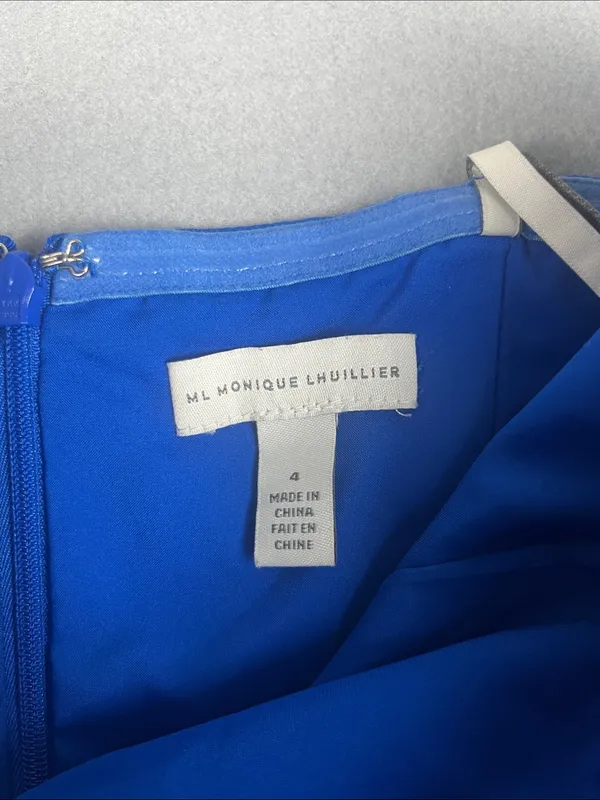 Monique Lhuillier Strapless Cobalt Blue Faille Minidress Size: 4 - Image 4