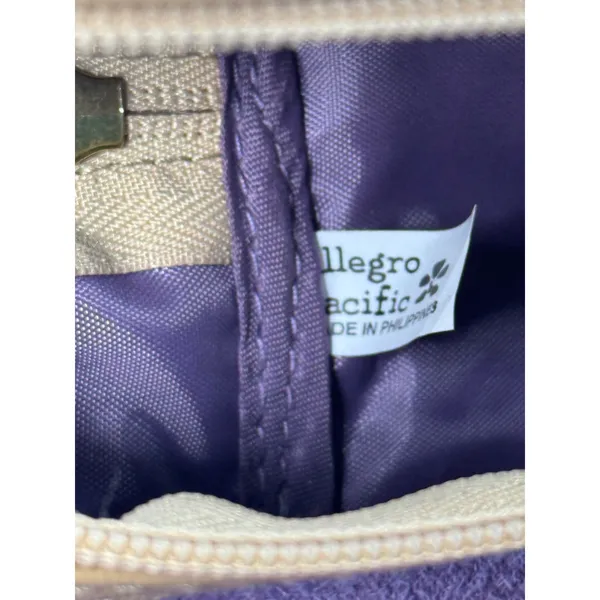 Modella‎ Purple Textured Makeup Bag Tan Trim Heart Keychain Travel Vanity Case - Image 8