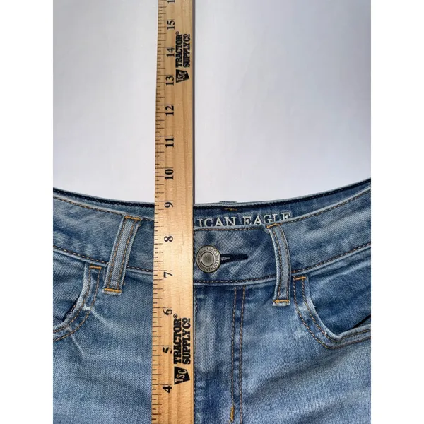 American Eagle Jegging Women 6 Short Blue Denim Stretch Casual‎ Boho - Image 5