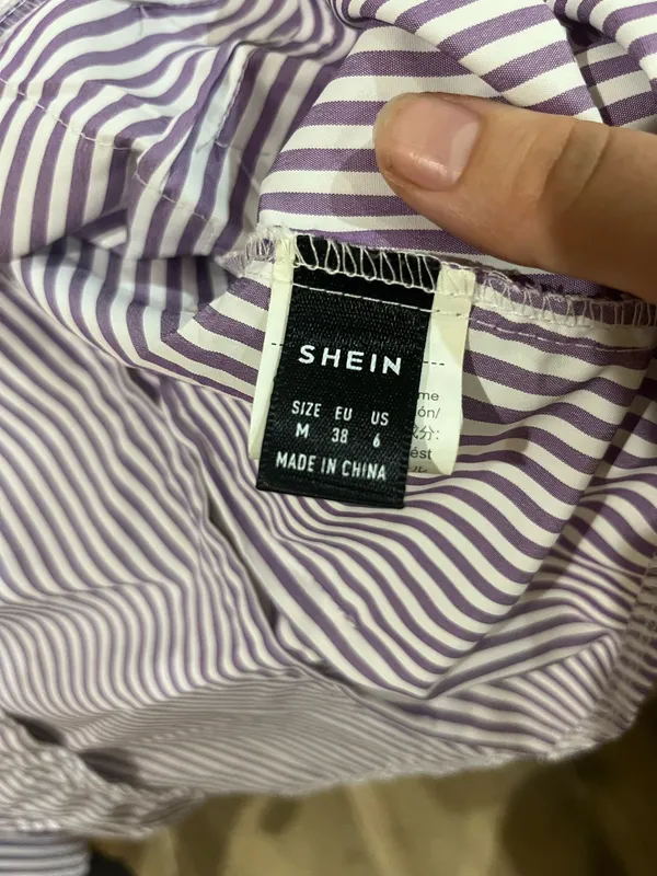 Shein Button-Up Shirt white and purple - Image 2