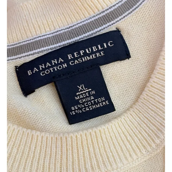 Banana Republic‎ Yellow Cotton Cashmere Sweater XL Lightweight Knit Crewneck - Image 3