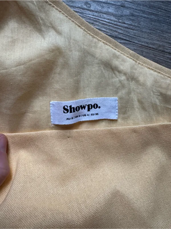 Showpo. DIXIE MIDI DRESS Linen Look One Shoulder Ruffle Dress In Lemon 4 - Image 5