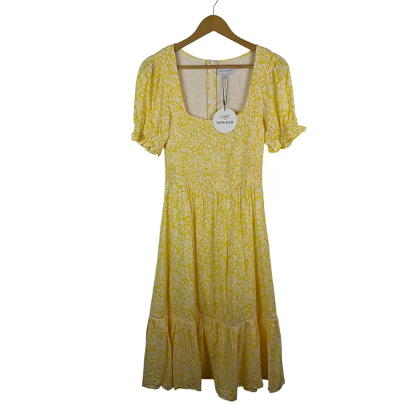 NWT Lost + Wander Sweet Summer Daze Midi Dress Small Yellow‎ Floral Cottagecore - Image 2
