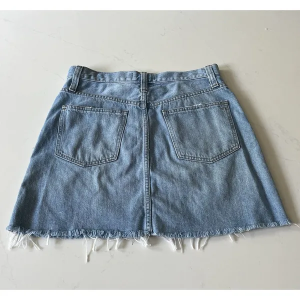 Madewell A-Line Skirt Women Size 28 Blue Rigid Denim Medium Wash 5-Pocket Design - Image 3